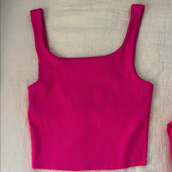 Carbon38 Hot Pink Ribbed Set - Picture 2 of 7